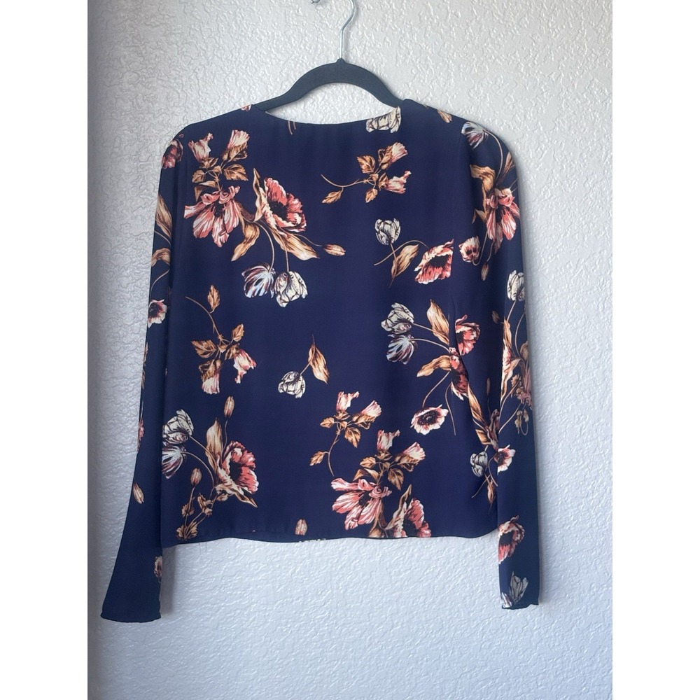 Tahari 100% Polyester V Neck Blue Floral Print Sz Petite Small - Picture 6 of 9